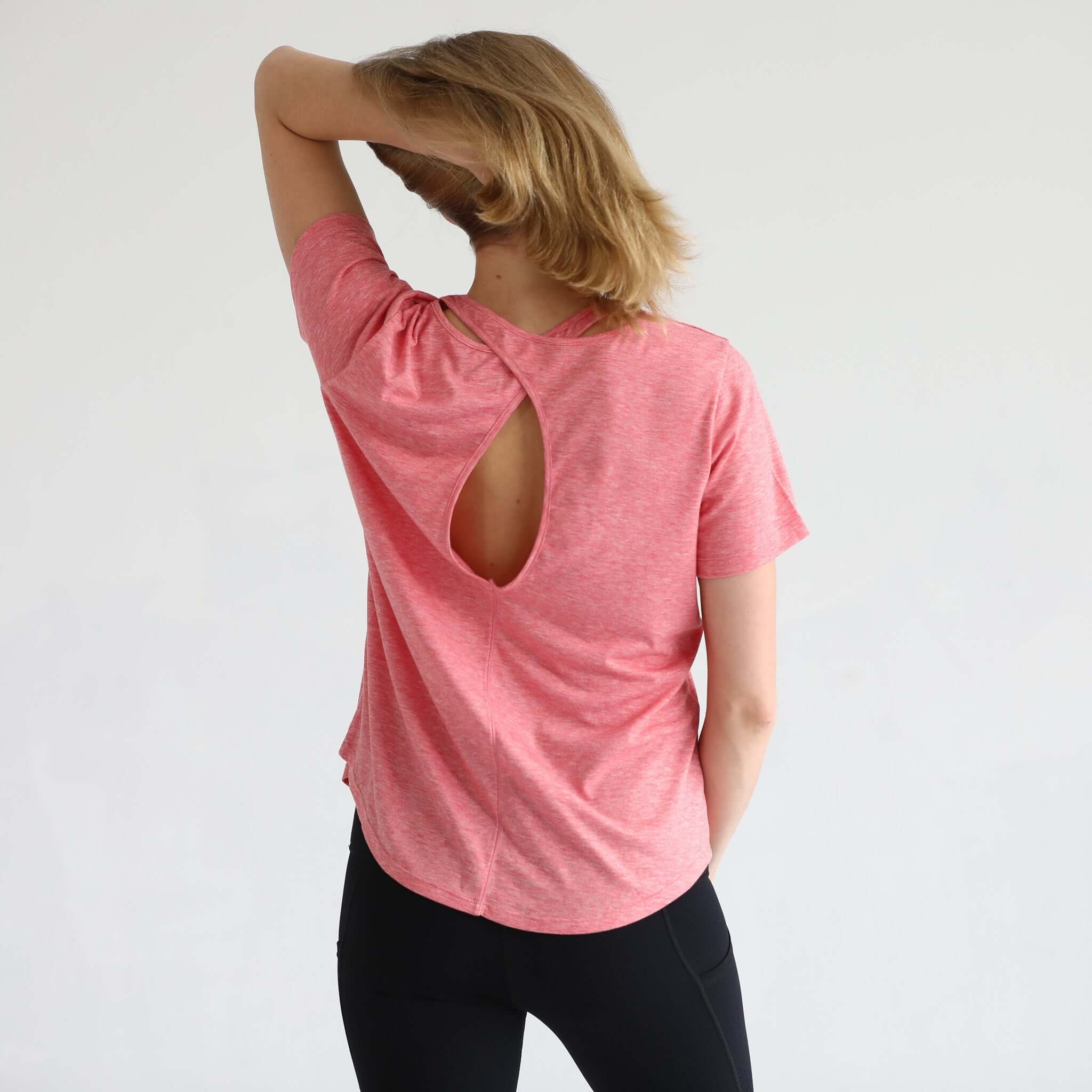 Harper Cross Back Short Sleeve Nursing Tee | Sugar Coral | Milk & Baby