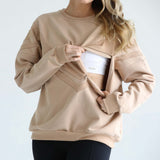 Isabella Oversized Nursing & Pregnancy Sweatshirt | Oatmeal | Milk & Baby