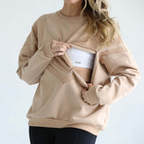 Isabella Oversized Nursing & Pregnancy Sweatshirt | Oatmeal | Milk & Baby