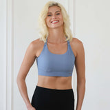 Venice High Impact Full Coverage Nursing Sports Bra | Ribbed Lint Stone | Milk & Baby