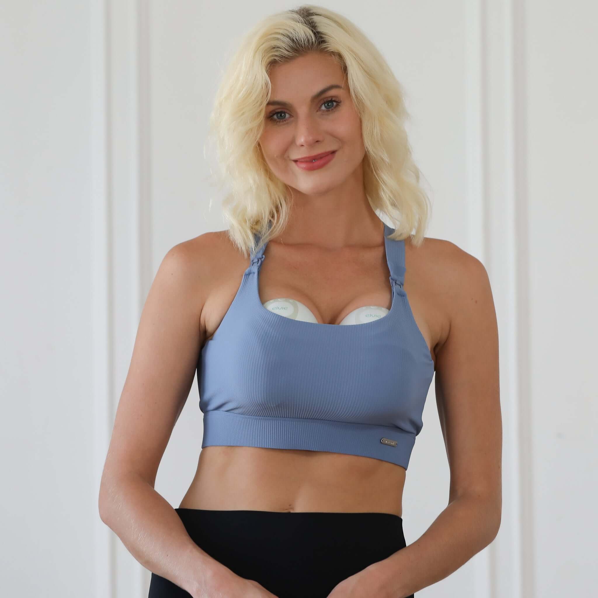 Venice High Impact Full Coverage Nursing Sports Bra | Ribbed Lint Stone | Milk & Baby