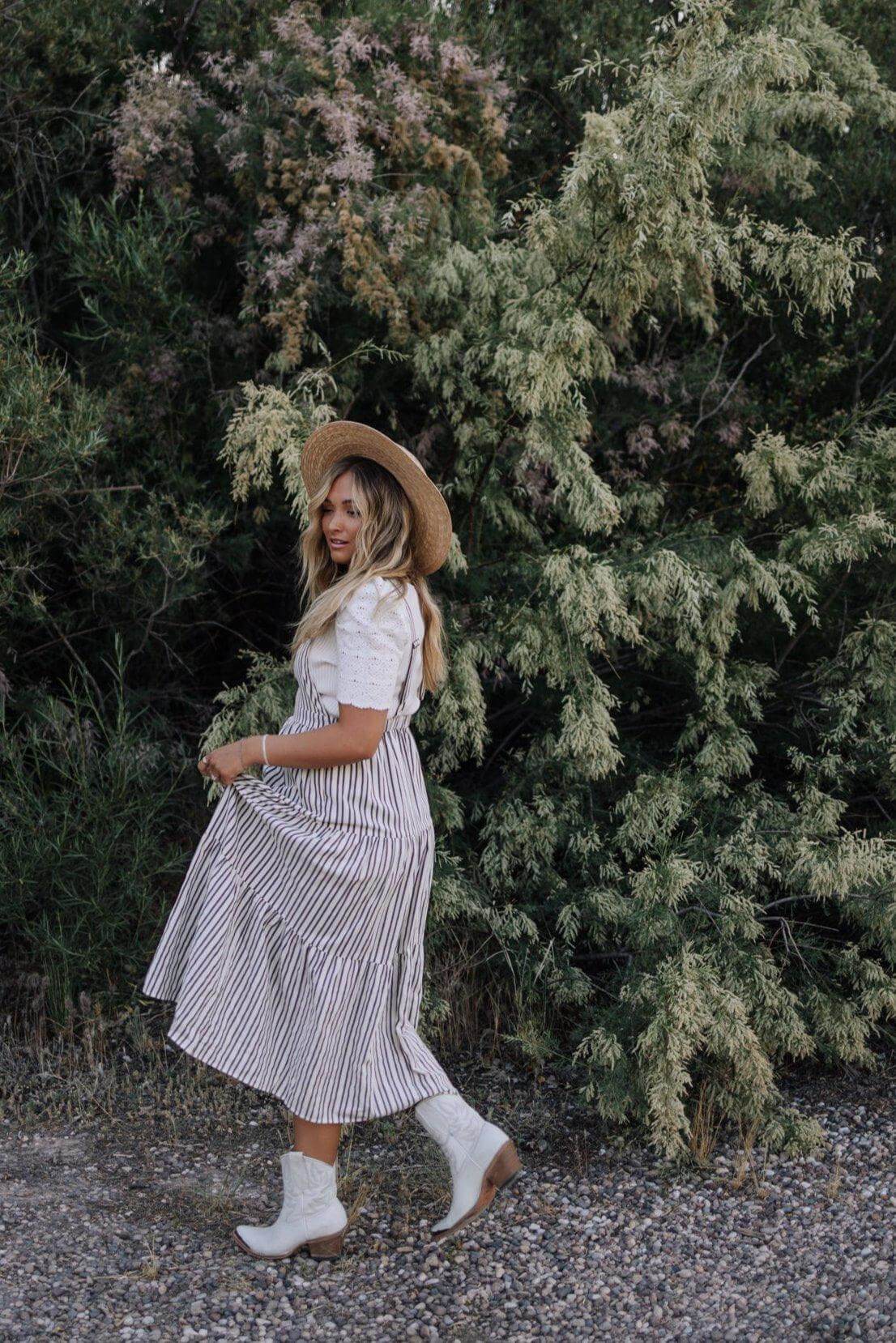 Elizabeth Overall Dress in Ivory Charcoal | Milk & Baby