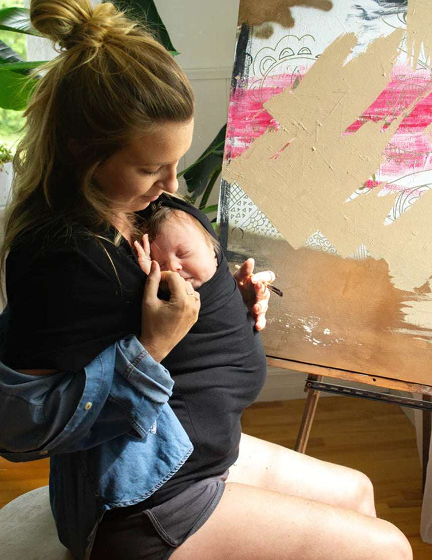 Skin To Skin Kangaroo T-Shirt & Nursing Top | Black | Milk & Baby