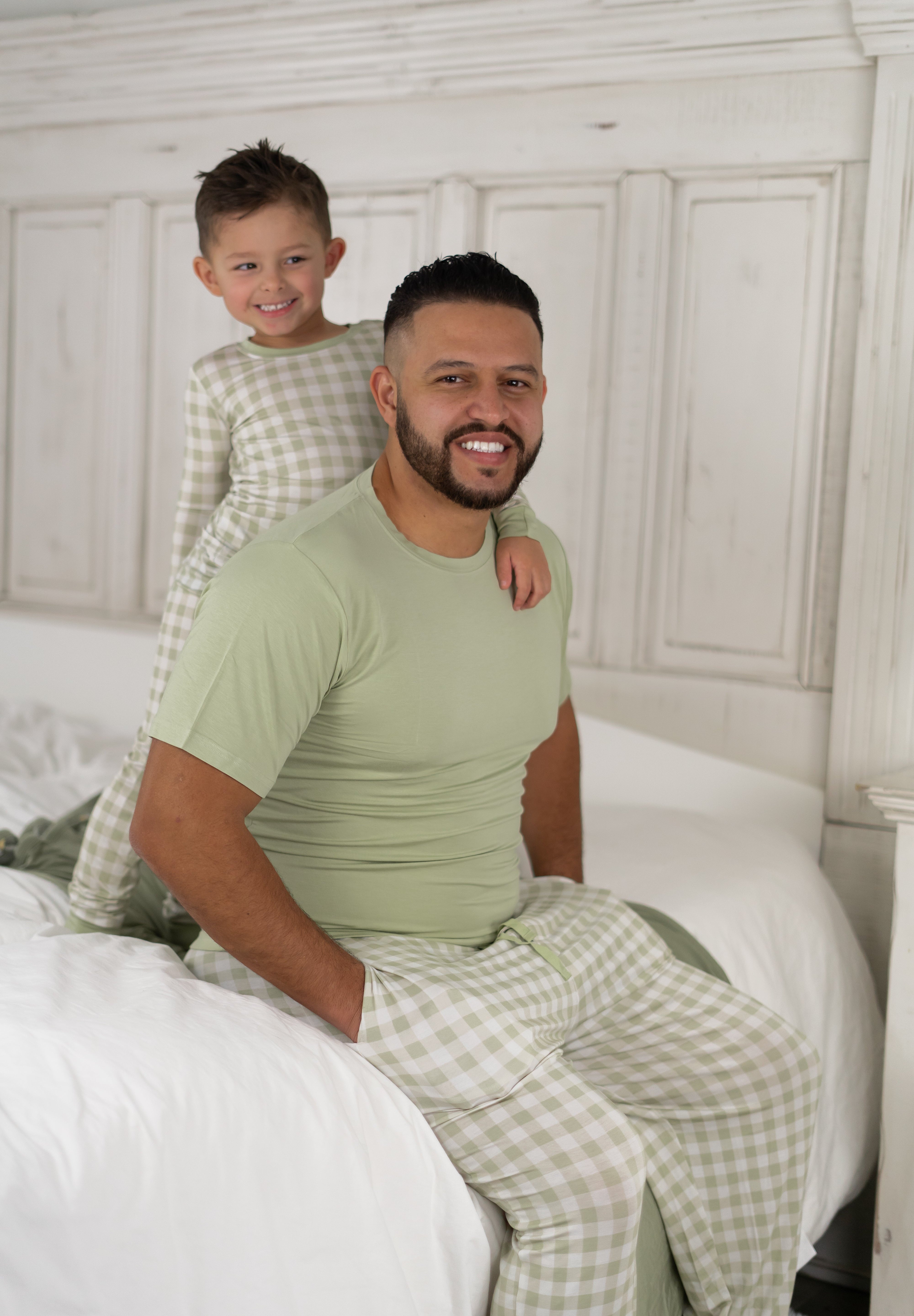 Sage Gingham Dream Men's Pajamas | Milk & Baby
