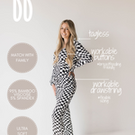 Black & White Wavy Checkerboard | Women's Bamboo Pajamas | Milk & Baby