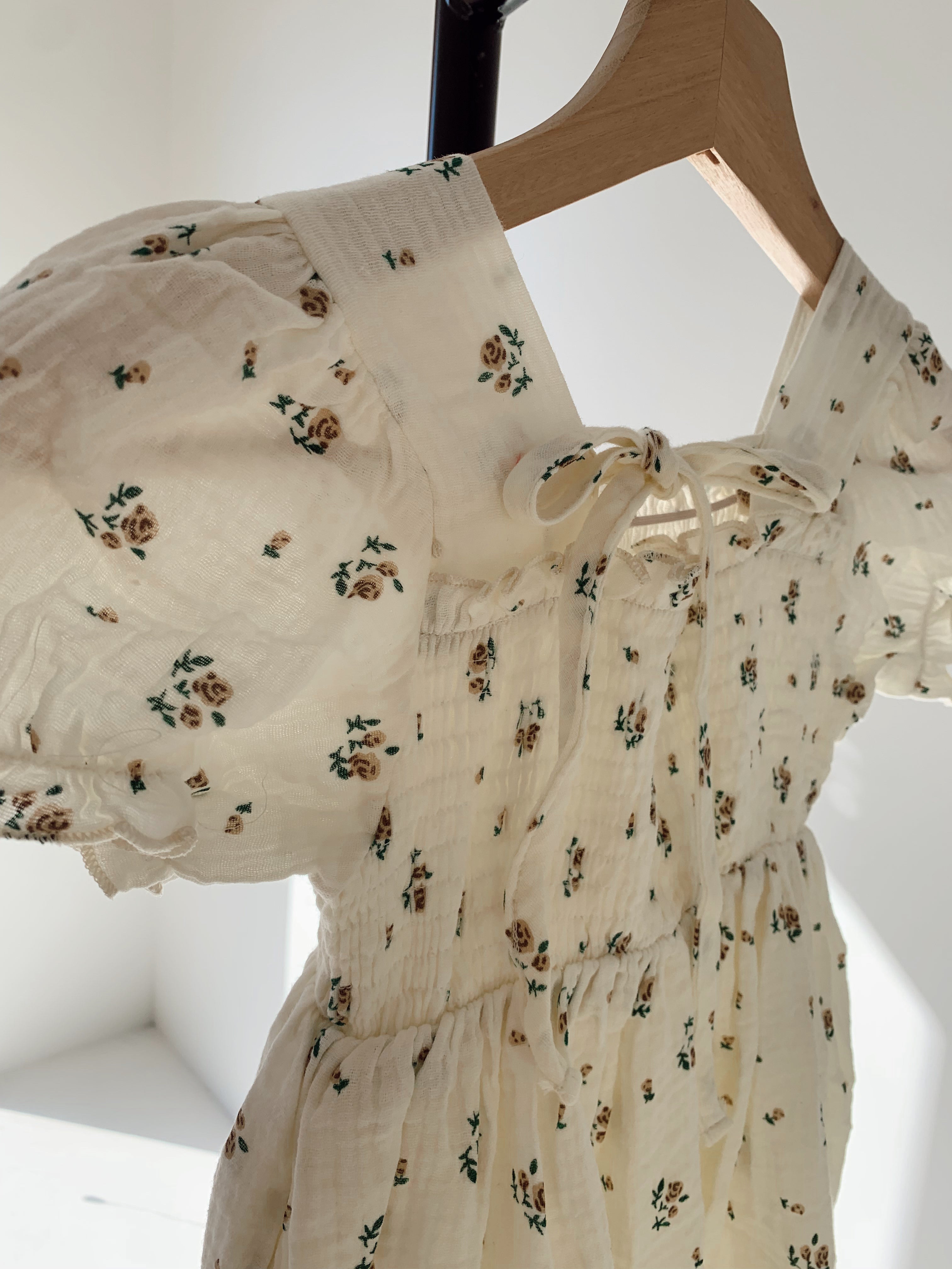Garden Days | Ivory Floral Muslin Dress