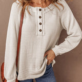 Lyla Waffle Buttoned Top | Milk & Baby