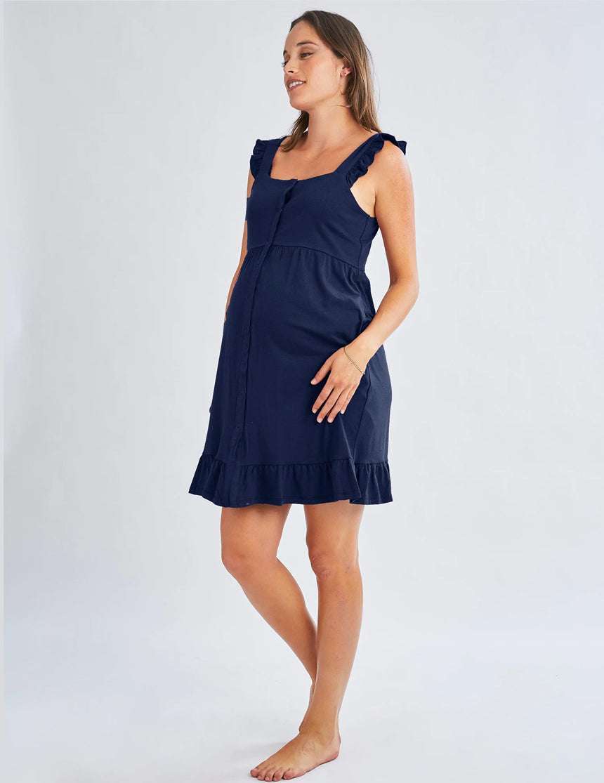 Grace Labor & Nursing Nightgown | Navy | Milk & Baby