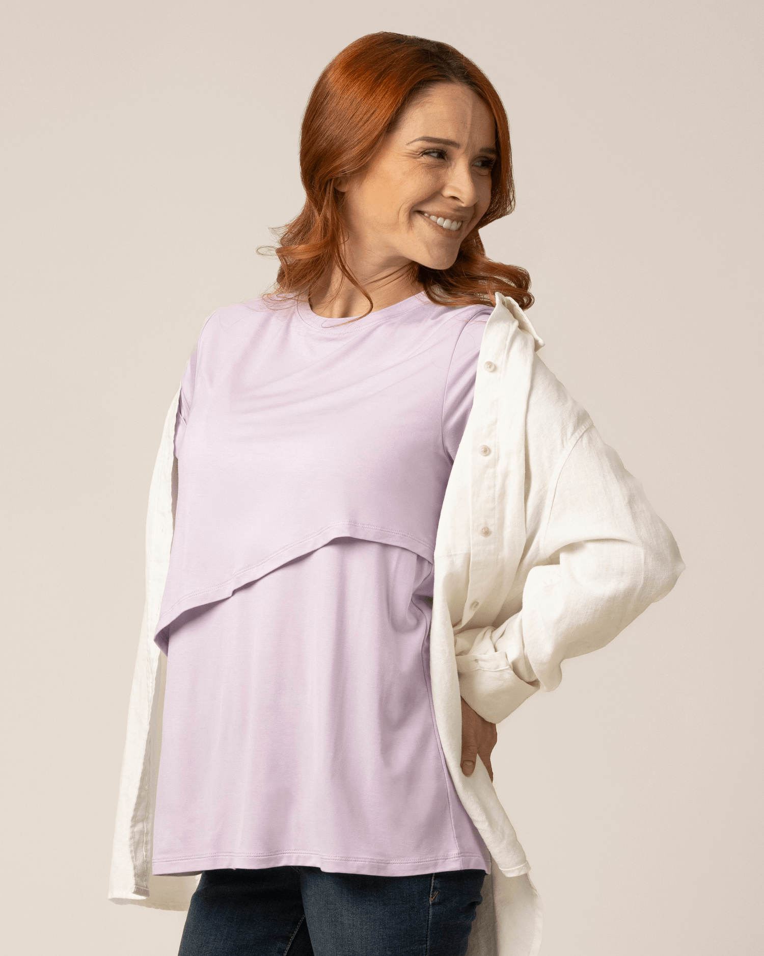 Everyday Asymmetrical Nursing T-shirt | Lavender Mist | Milk & Baby