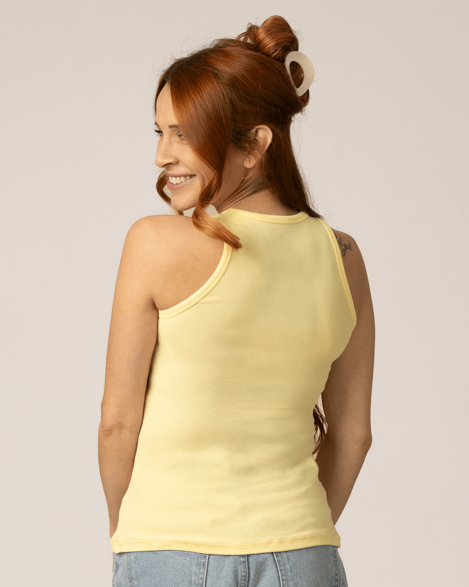 Ribbed Bamboo Racerback Nursing Tank | Butter Yellow | Milk & Baby