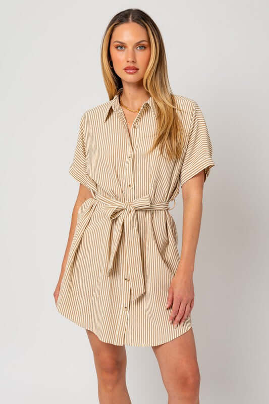 Half Sleeve Button Down Shirt Dress | Milk & Baby