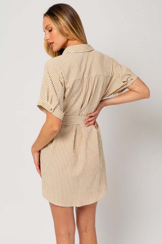 Half Sleeve Button Down Shirt Dress | Milk & Baby