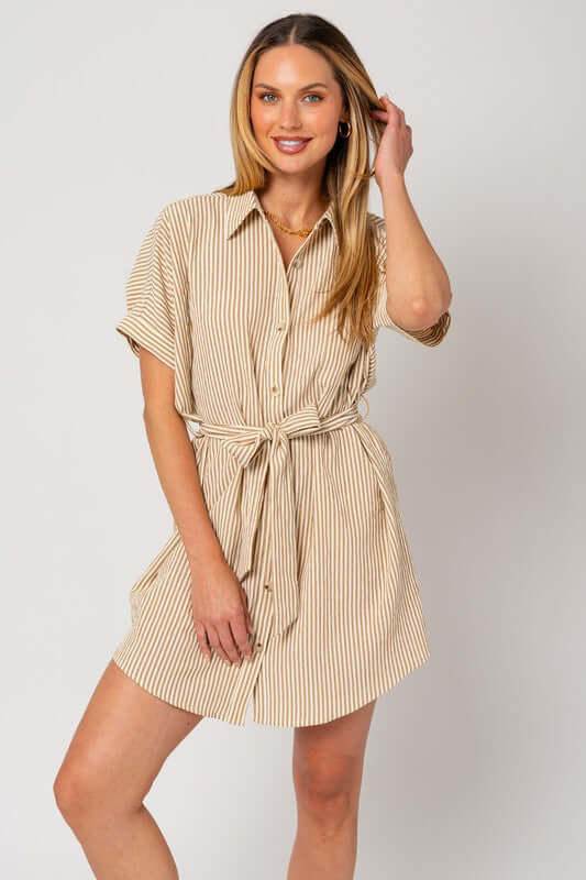 Half Sleeve Button Down Shirt Dress | Milk & Baby