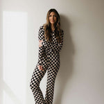 Black Checkerboard | Women's Bamboo Pajamas | Milk & Baby