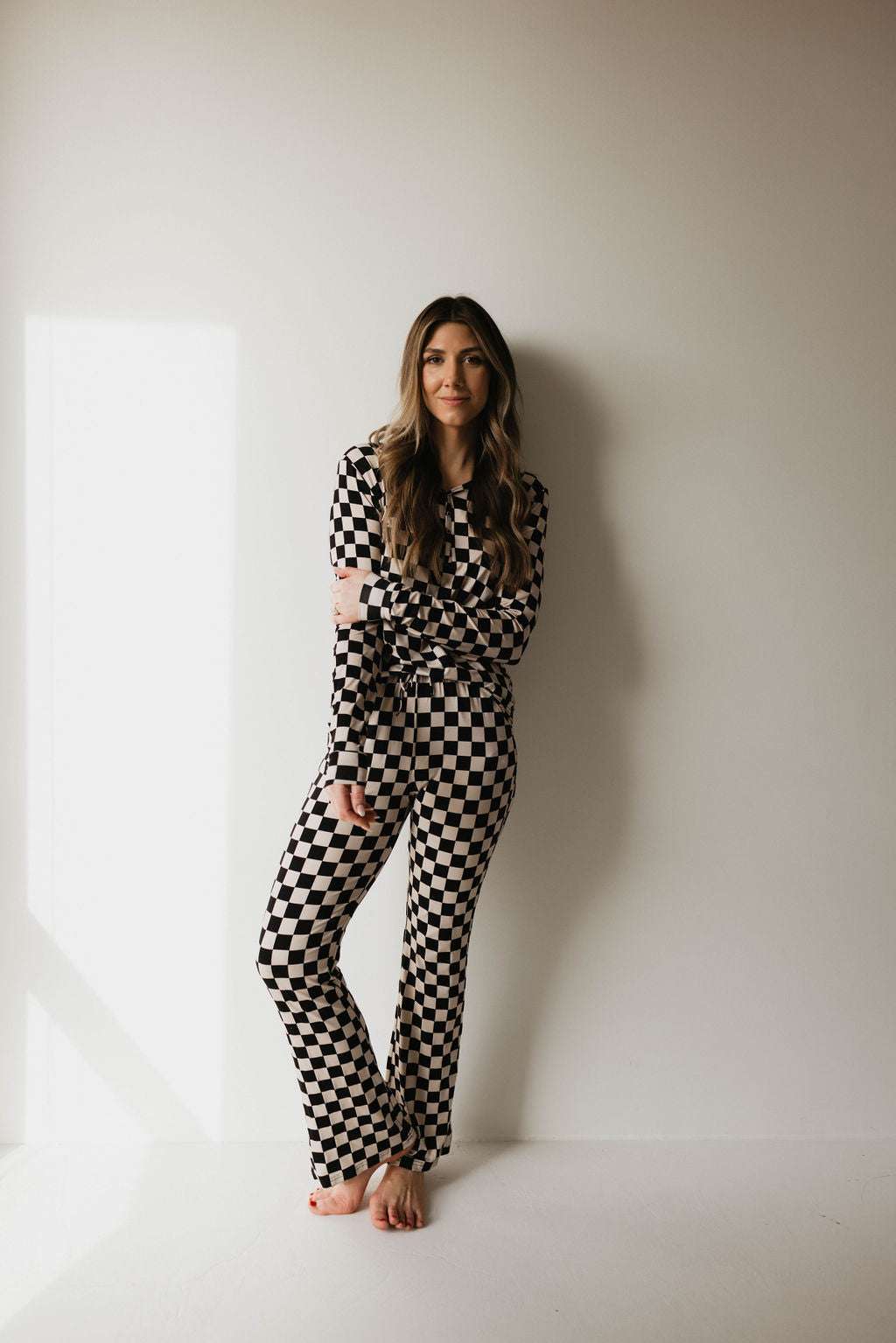 Black Checkerboard | Women's Bamboo Pajamas | Milk & Baby