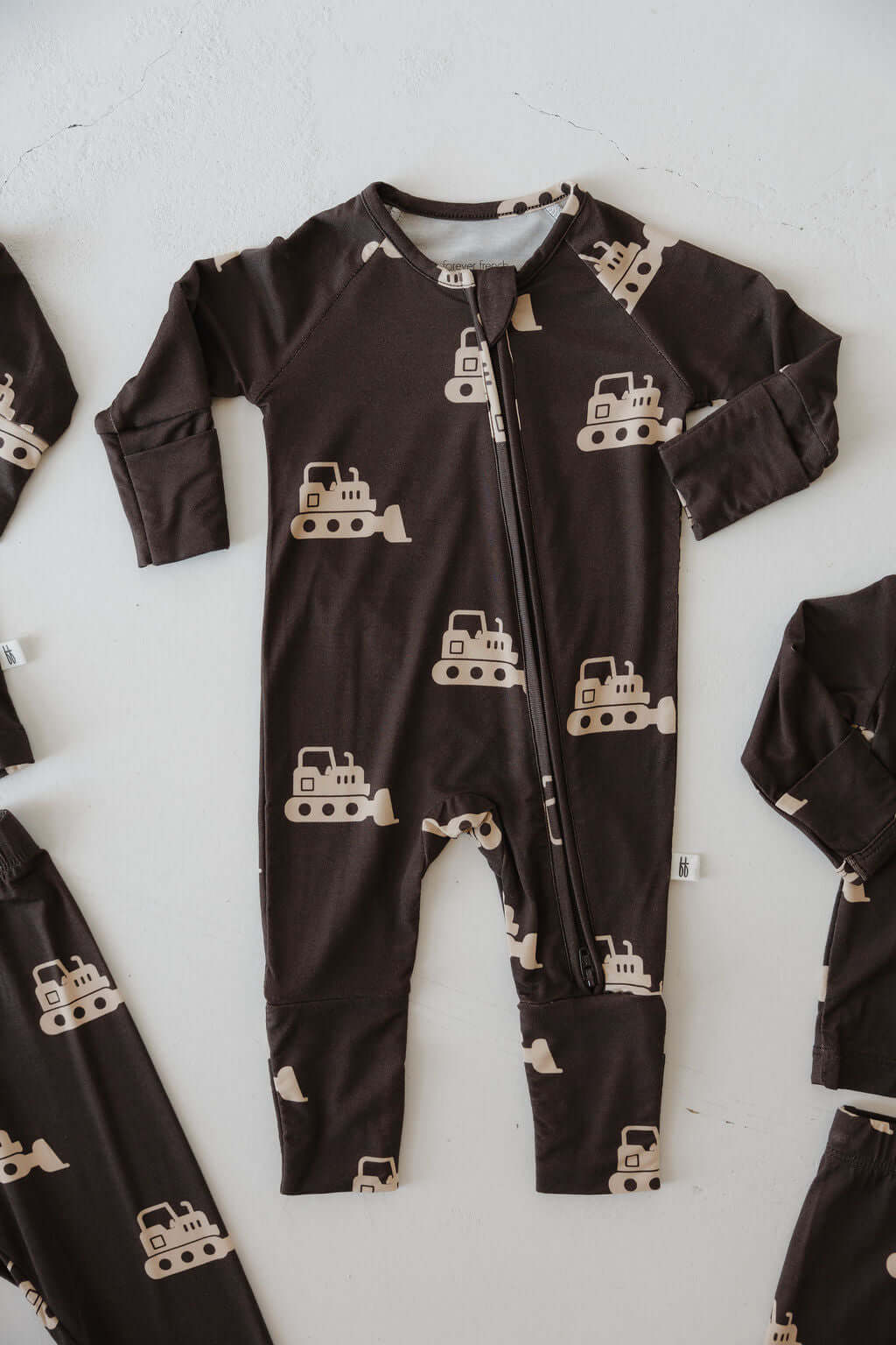 Bulldozer | Bamboo Zip Pajamas | Milk & Baby