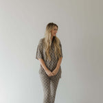 Faded Brown Checkerboard | Short Sleeve Women's Bamboo Pajama | Milk & Baby
