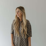 Faded Brown Checkerboard | Short Sleeve Women's Bamboo Pajama | Milk & Baby