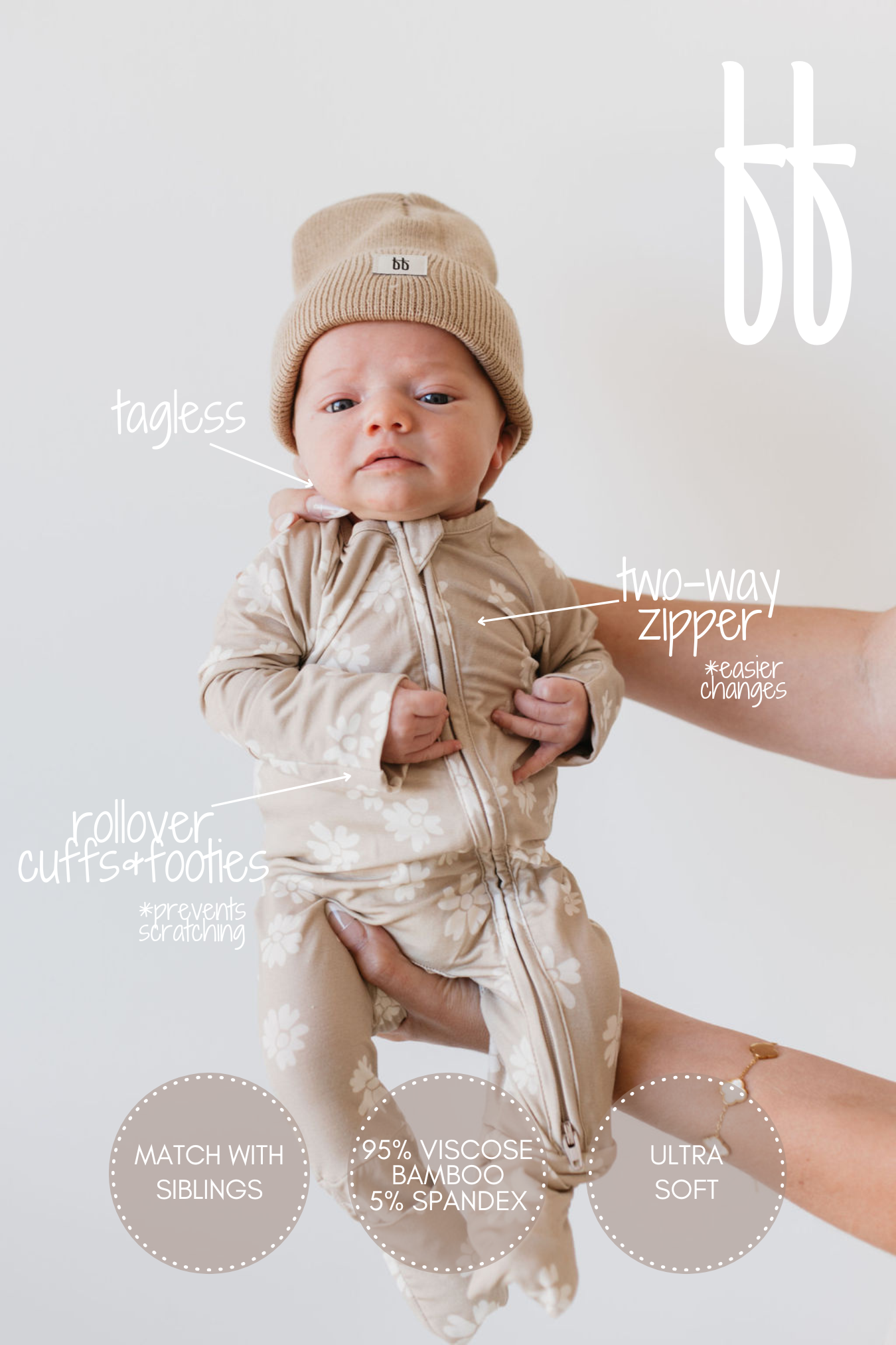 Lazy Daisy | Bamboo Zip Pajamas | Milk & Baby