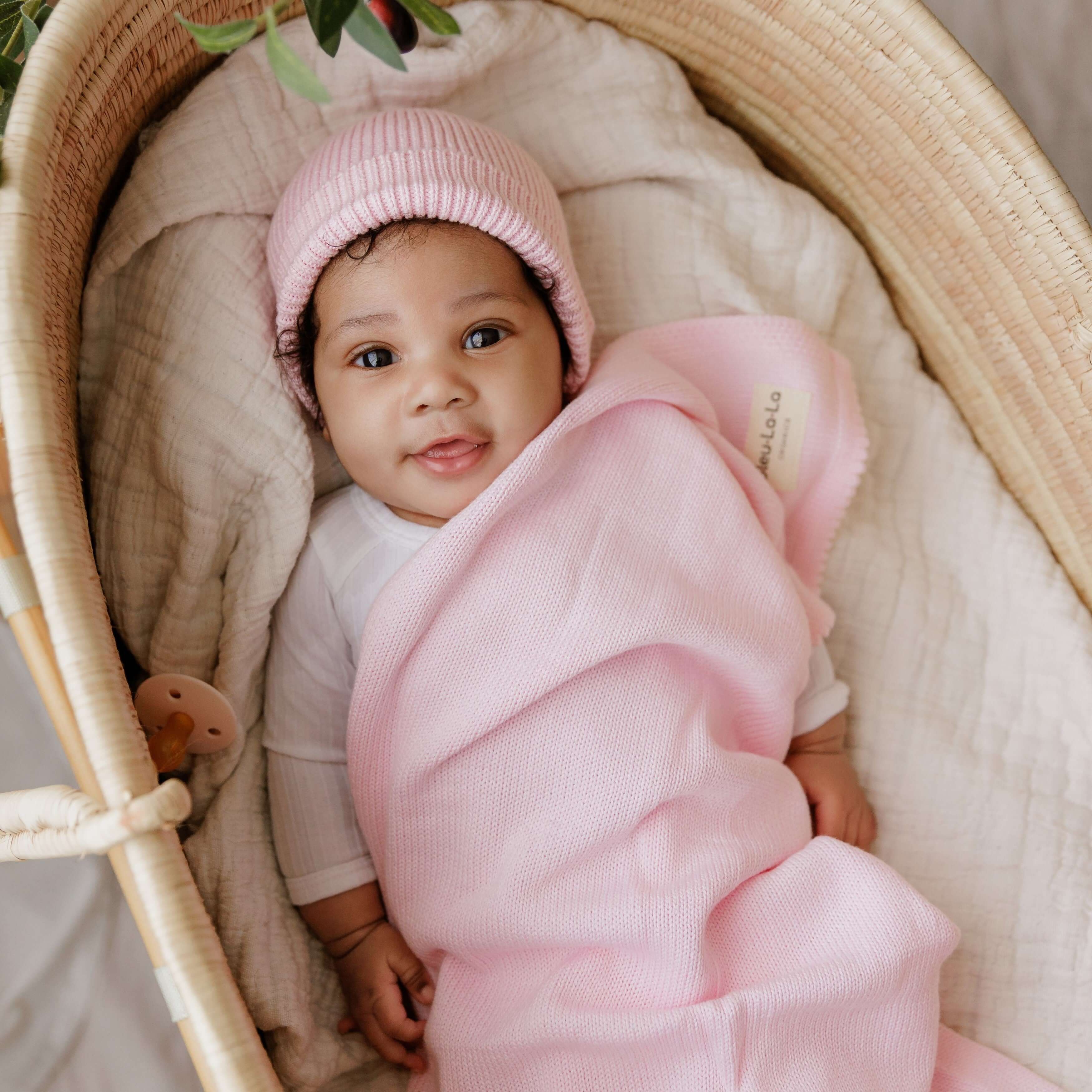 Luxe Collection 100% Organic Cotton Luxury Knit Baby Blanket + Hat Set | Milk & Baby