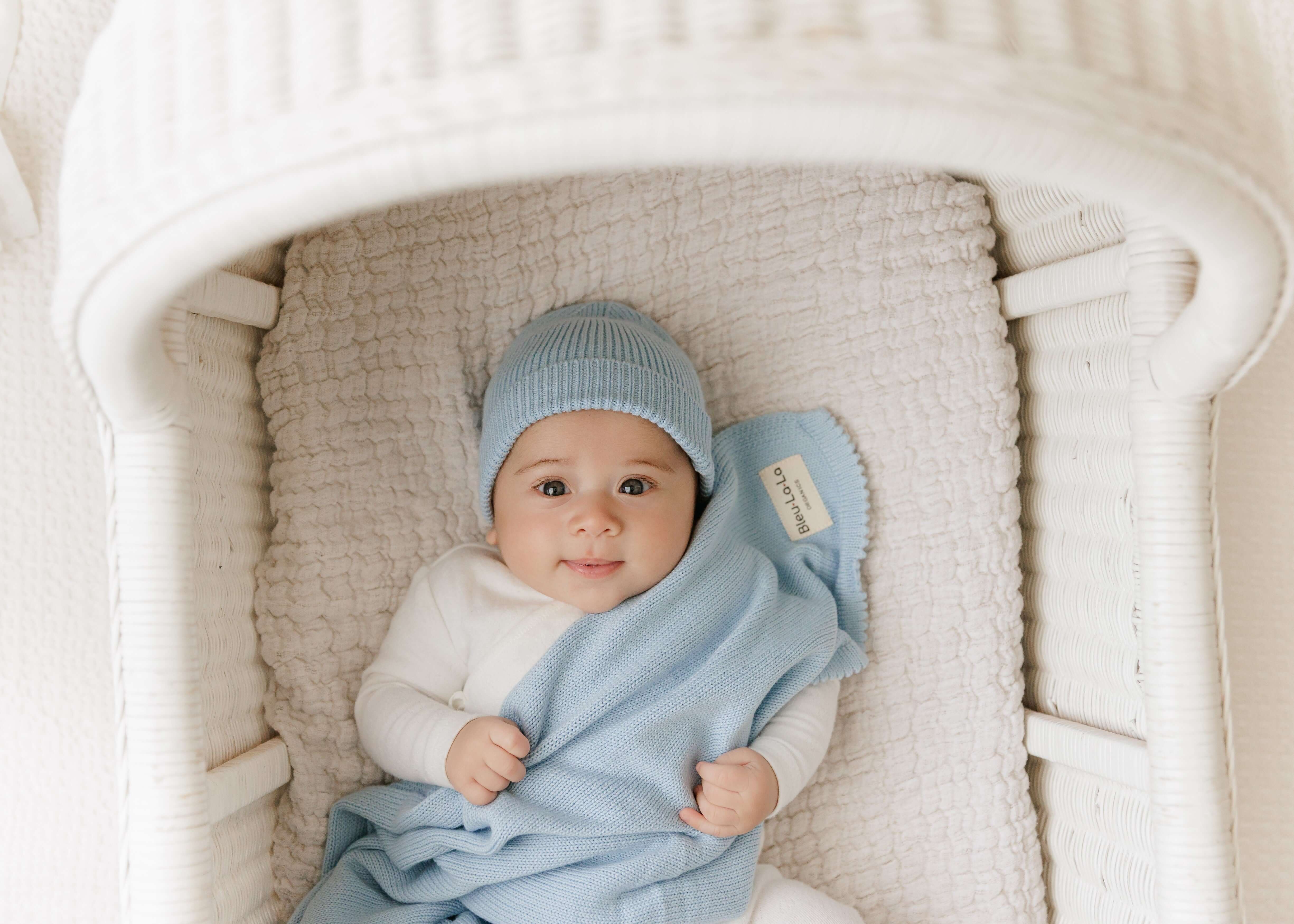 Luxe Collection 100% Organic Cotton Luxury Knit Baby Blanket + Hat Set | Milk & Baby