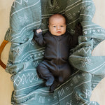 Charcoal Organic Cotton Ribbed Zipper | Milk & Baby
