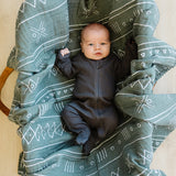 Charcoal Organic Cotton Ribbed Zipper | Milk & Baby