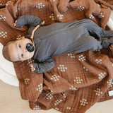 Charcoal Organic Cotton Ribbed Zipper | Milk & Baby