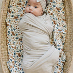 Oatmeal Bamboo Swaddle Hat OR Head Wrap Set Milk & Baby