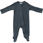 Charcoal Organic Cotton Ribbed Zipper | Milk & Baby