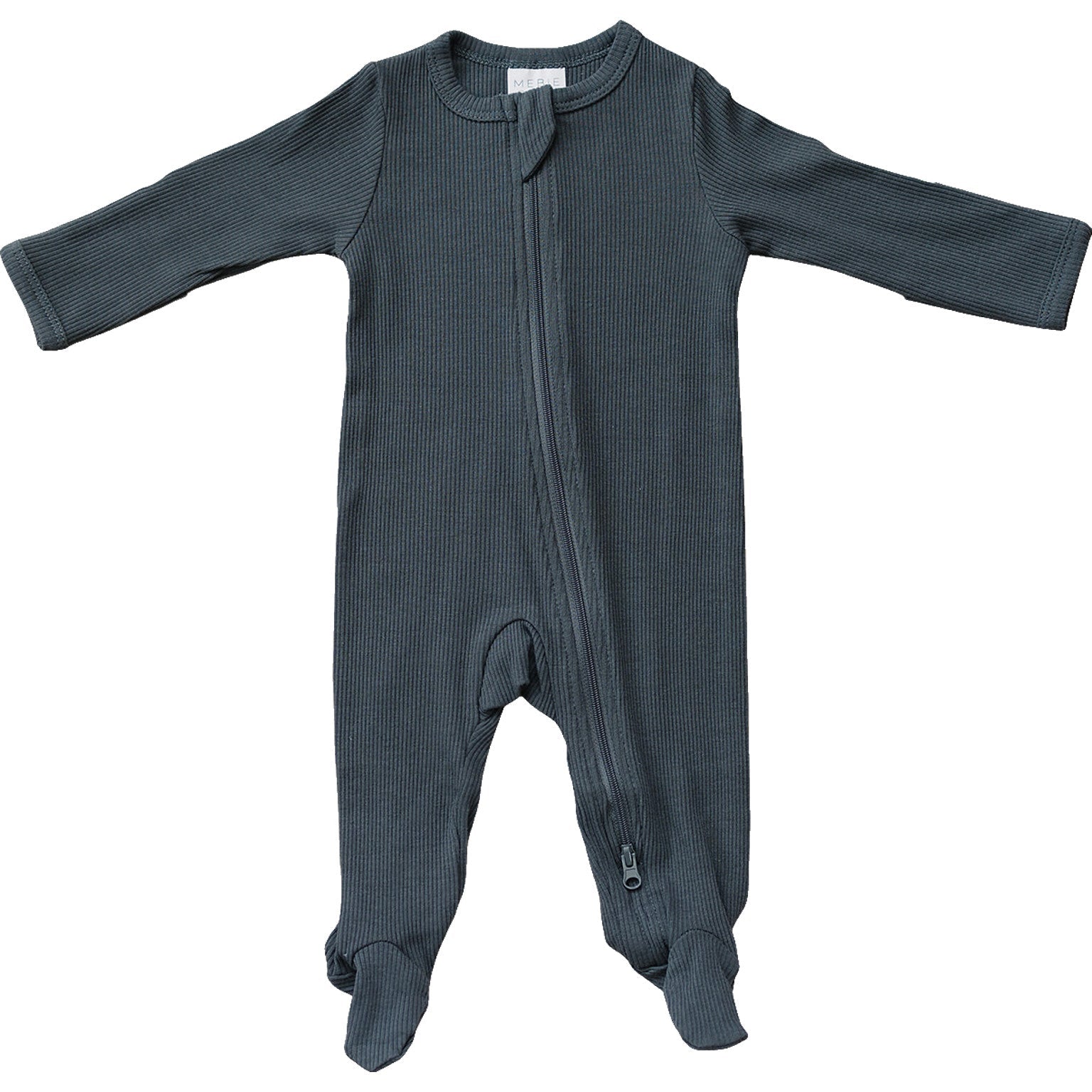 Charcoal Organic Cotton Ribbed Zipper | Milk & Baby