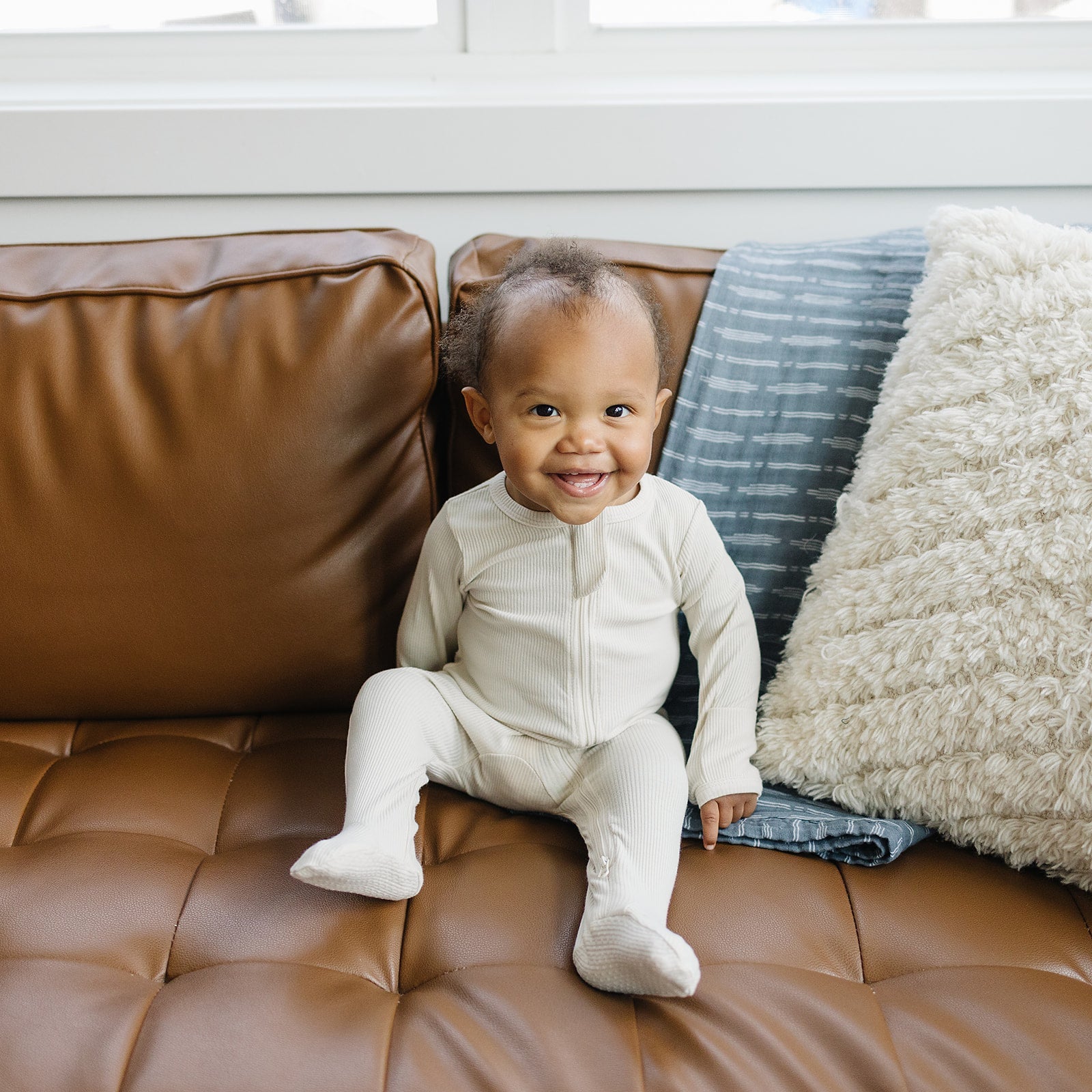 Vanilla Organic Cotton Ribbed Zipper | Milk & Baby