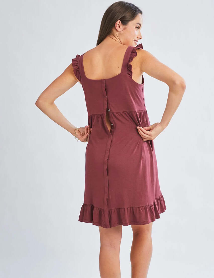 Grace Labor & Nursing Nightgown | Burgundy | Milk & Baby