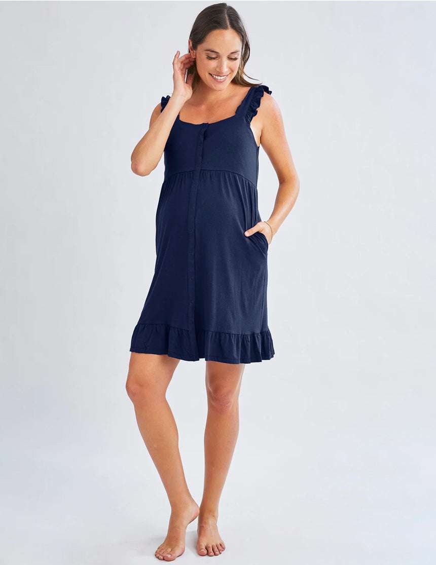 Grace Birthing Nursing Nightgown in Navy milk baby – Milk Baby