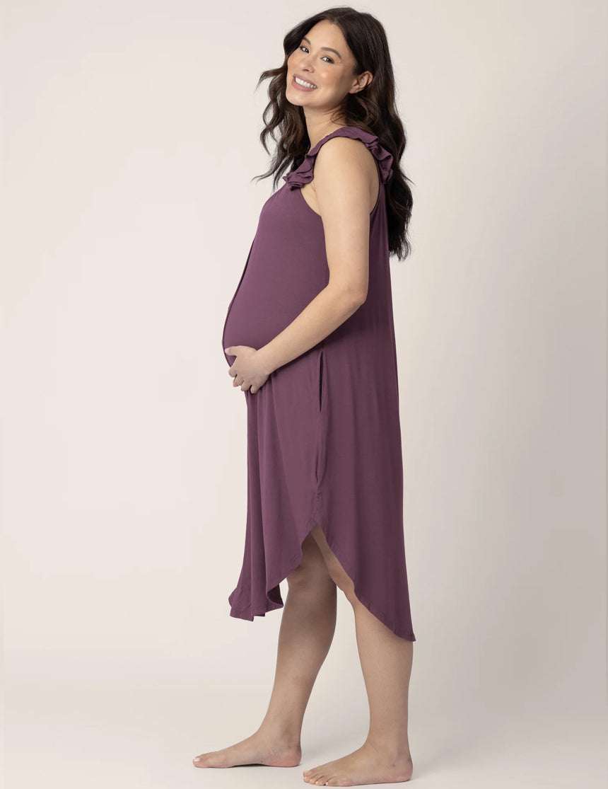 Ruffle Strap Labor & Delivery Gown | Plum Milk & Baby