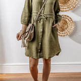 Harmony Textured Button Up Dual Tied Dress | Milk & Baby
