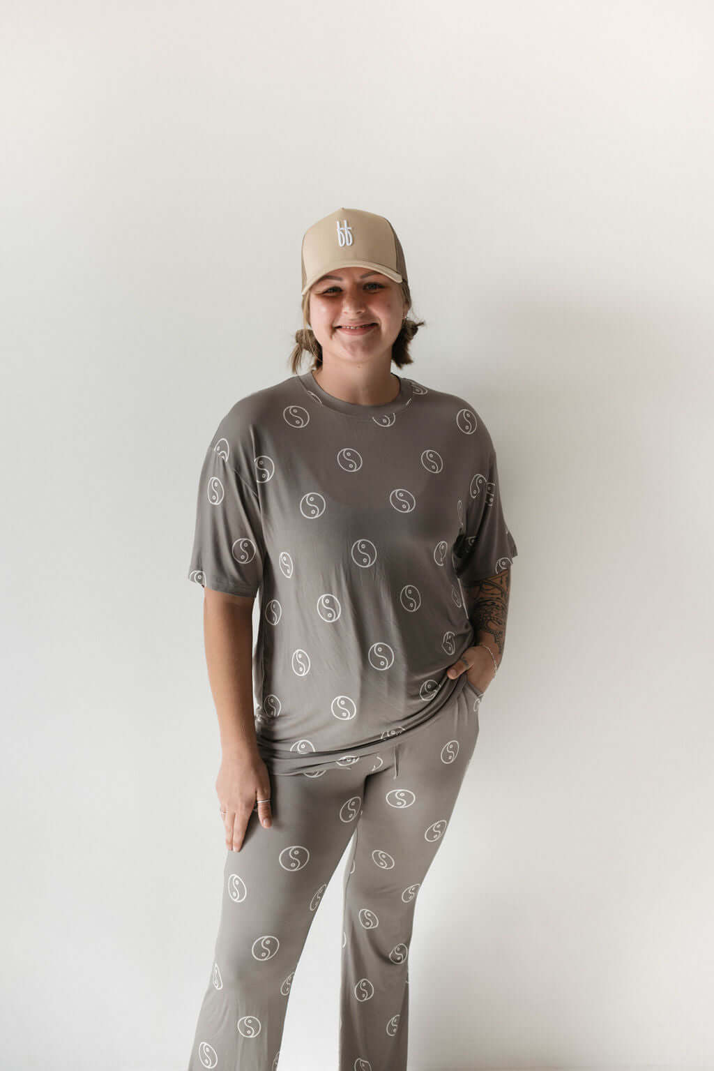 Sage Yin Yang | Short Sleeve Women's Bamboo Pajamas | Milk & Baby