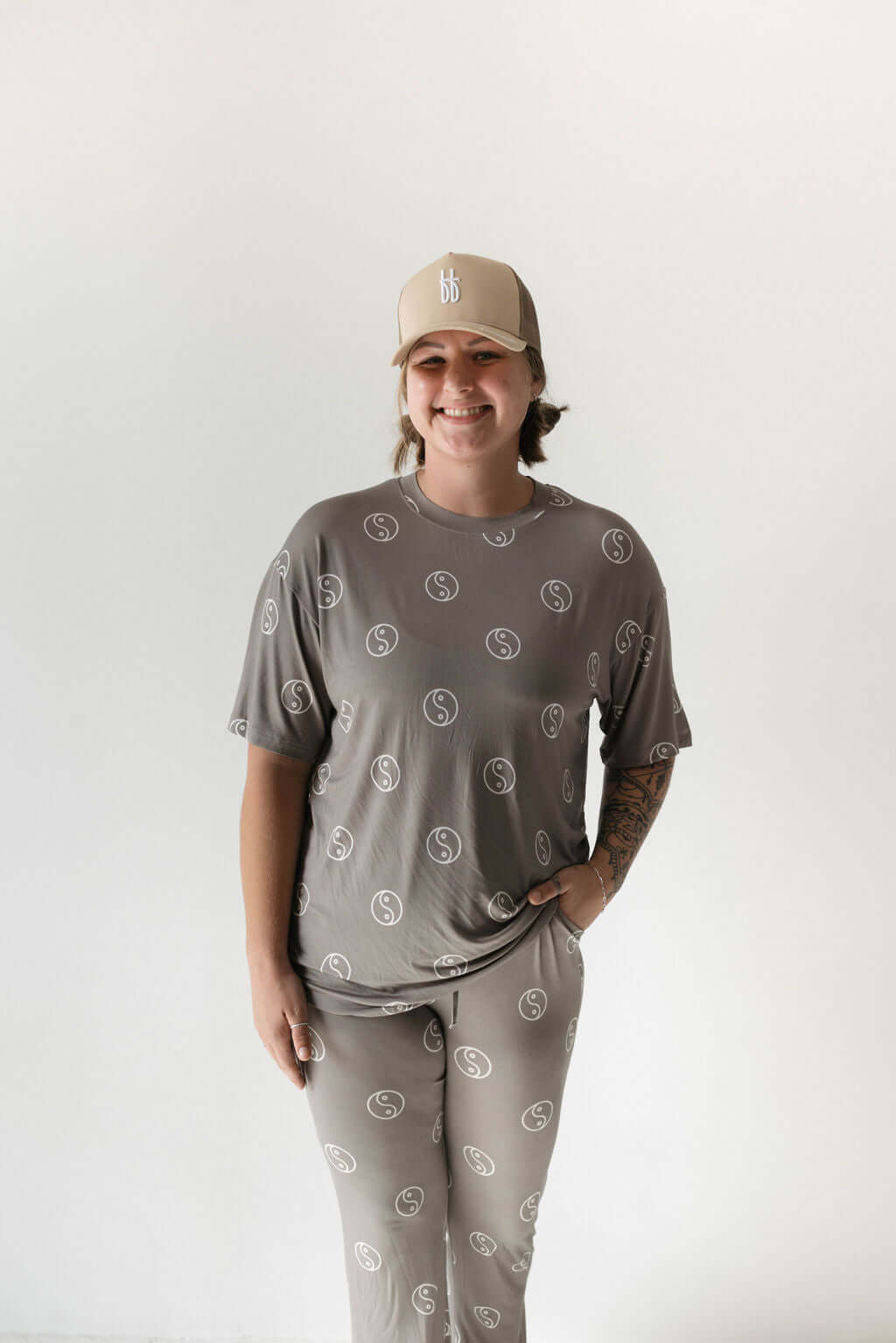 Sage Yin Yang | Short Sleeve Women's Bamboo Pajamas | Milk & Baby