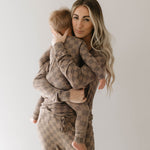 Faded Brown Checkerboard | Women's Bamboo Pajamas | Milk & Baby