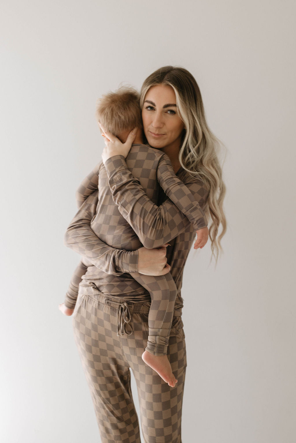 Faded Brown Checkerboard | Women's Bamboo Pajamas | Milk & Baby