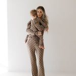 Faded Brown Checkerboard | Women's Bamboo Pajamas | Milk & Baby
