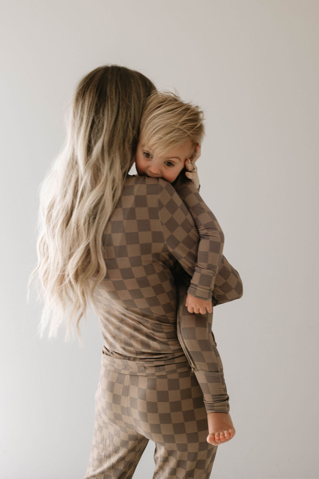 Faded Brown Checkerboard | Women's Bamboo Pajamas | Milk & Baby