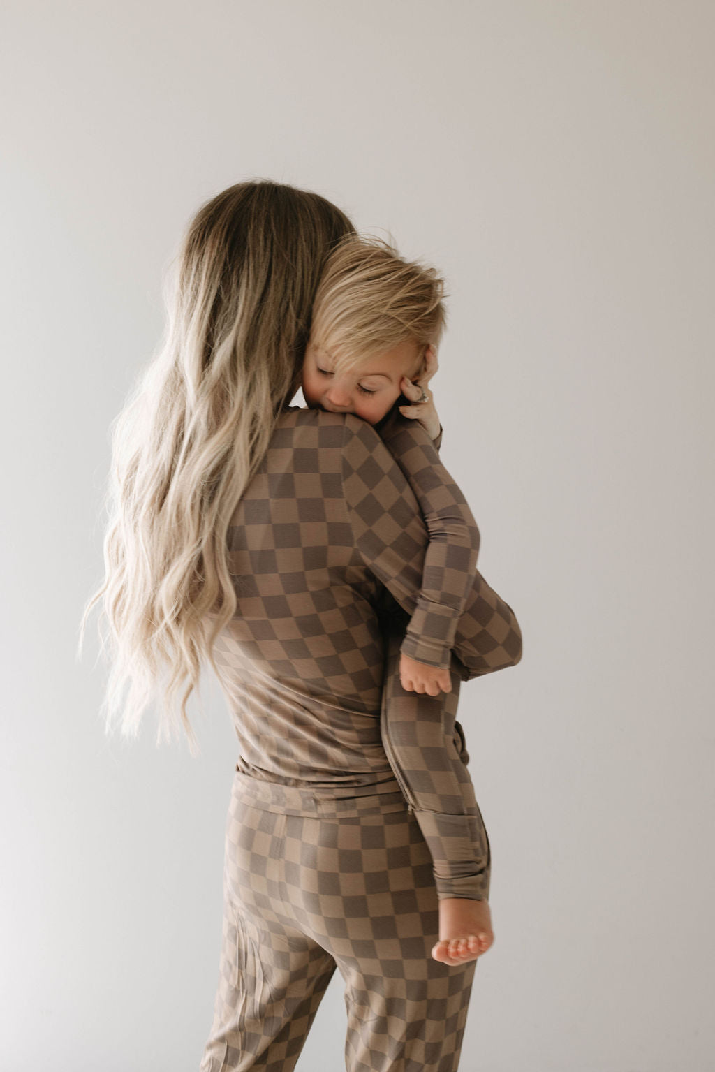 Faded Brown Checkerboard | Women's Bamboo Pajamas | Milk & Baby