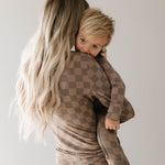 Faded Brown Checkerboard | Women's Bamboo Pajamas | Milk & Baby