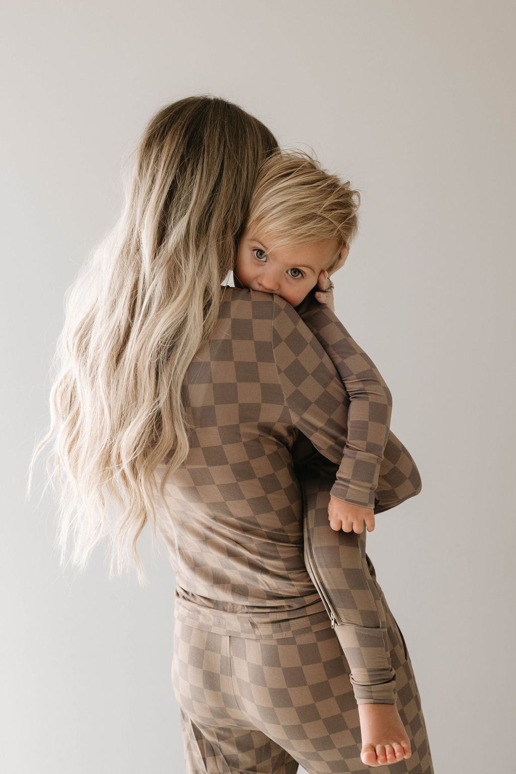 Faded Brown Checkerboard | Women's Bamboo Pajamas | Milk & Baby