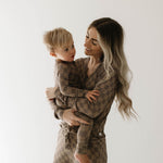 Faded Brown Checkerboard | Women's Bamboo Pajamas | Milk & Baby