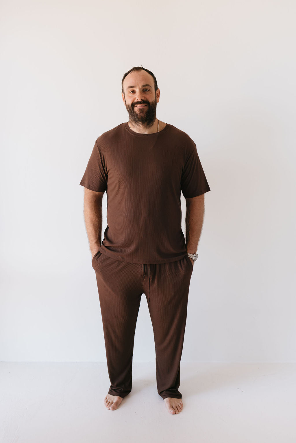 Coffee Bean | Men's Bamboo Short Sleeve Pajamas | Milk & Baby
