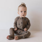Brown & Black Lightning Bolt | Bamboo Zip Pajamas | Milk & Baby