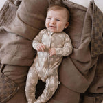 French Gray Floral | Bamboo Zip Pajamas | Milk & Baby