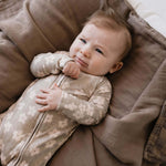 French Gray Floral | Bamboo Zip Pajamas | Milk & Baby